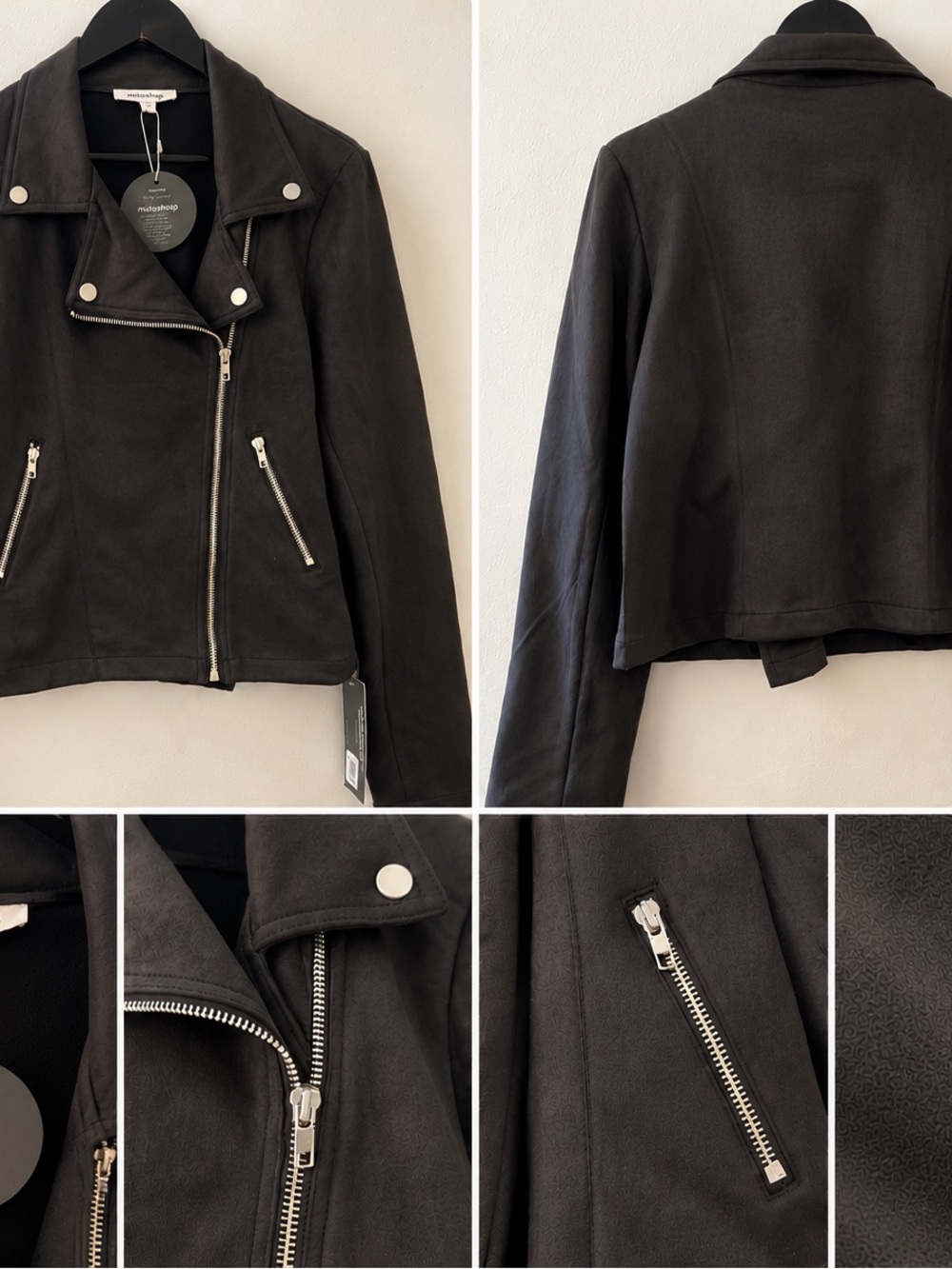 Mittoshop Women’s Black Faux Suede Moto Jacket Size Medium NWT